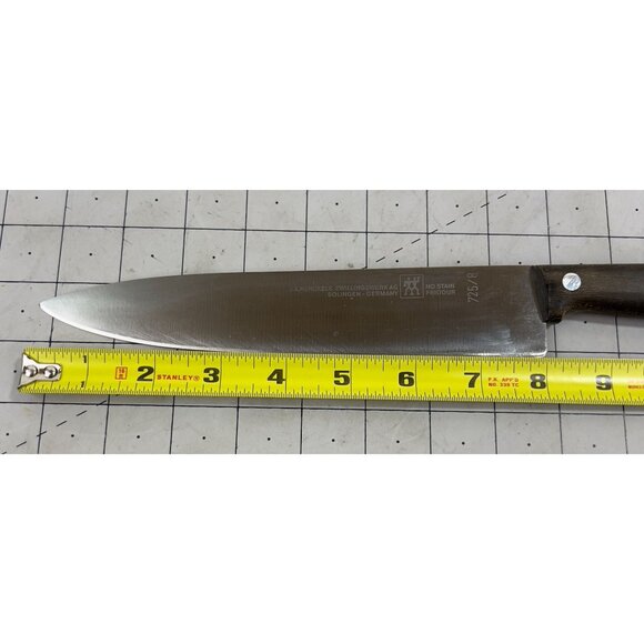 J.A. Henckels Chefs Knife 731 8" Rosewood Handle Solingen Germany Stainless Stee - Picture 7 of 8